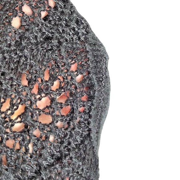 Pendleton Womens Black Knit Cardigan Lace‎ crochet Trim Size Medium Open Front - Picture 6 of 9